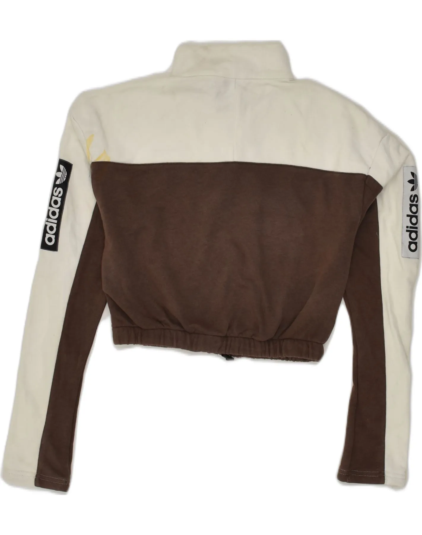 ADIDAS Womens Crop Zip Neck Sweatshirt Jumper UK 8 Small  Brown