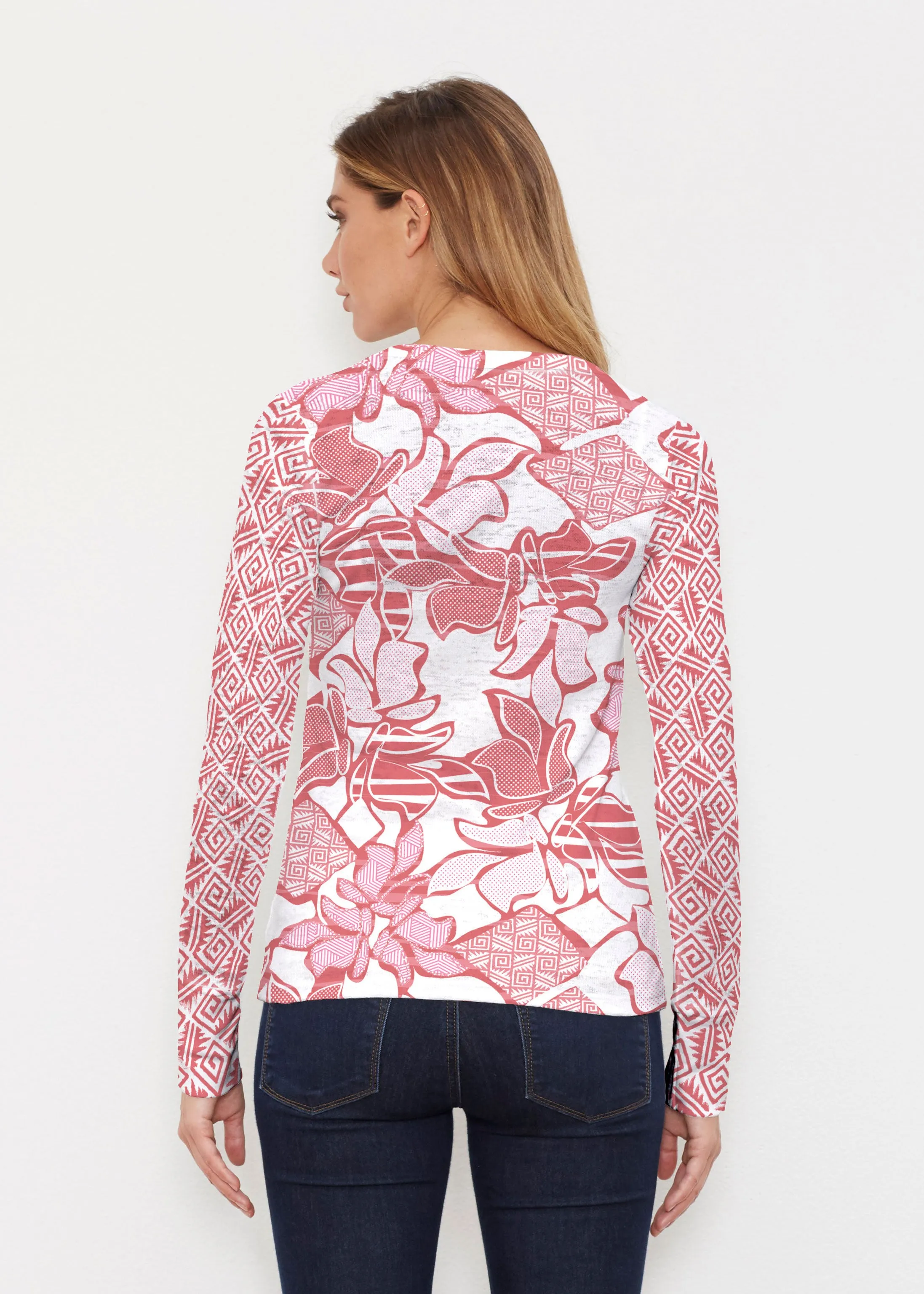 Aztek Sail Red (8117) ~ Thermal Long Sleeve Crew Shirt