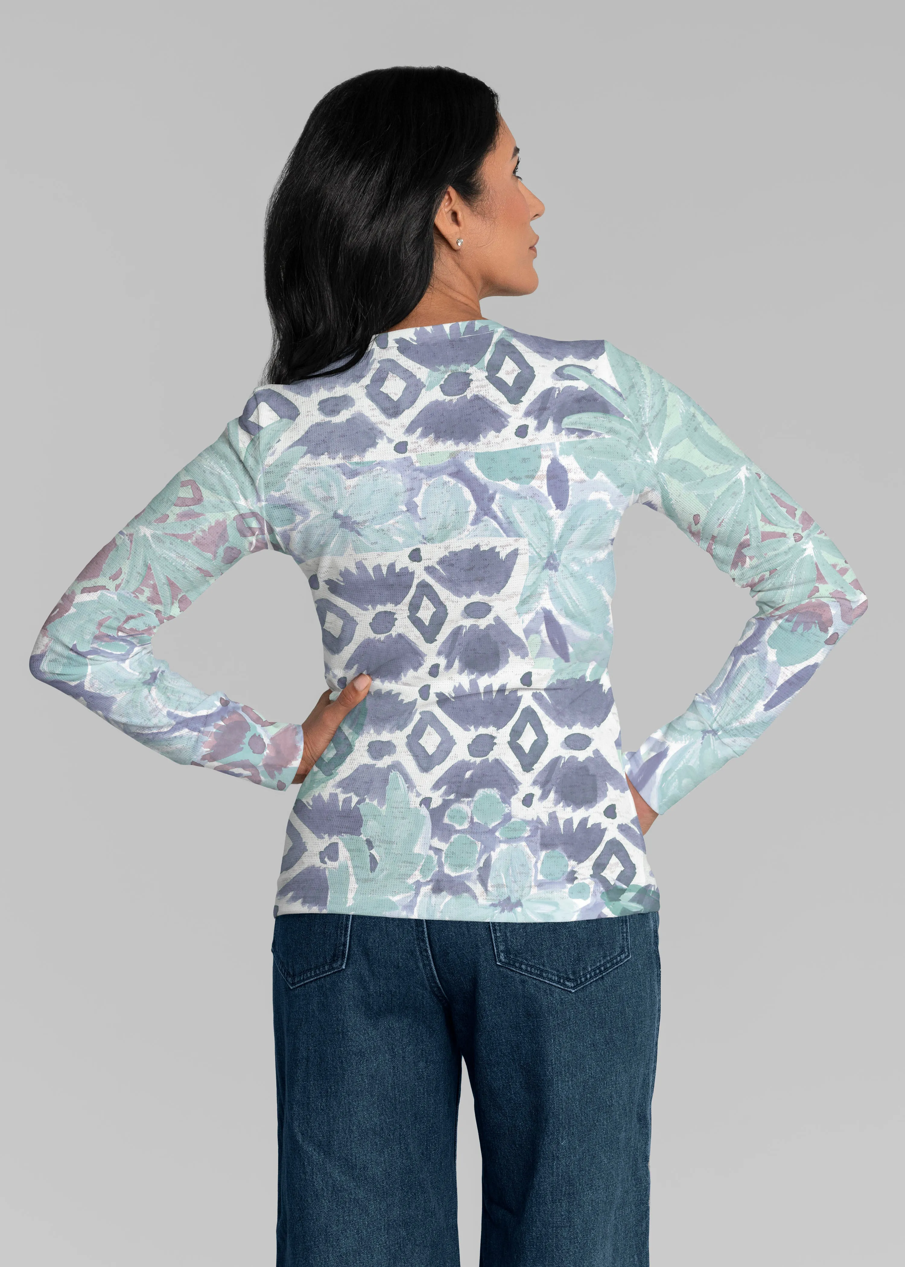 Bali Minty Blue (17291) ~ Thermal Long Sleeve Crew Shirt
