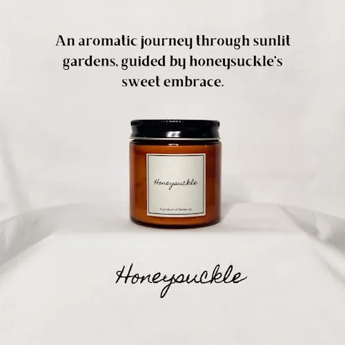 Better co Scented Soy Wax Amber Jar Candle Organic Luxury Aroma Burning Time Upto 20 Hours. Combo Pack of Honeysuckle and Eucalyptus   Mint