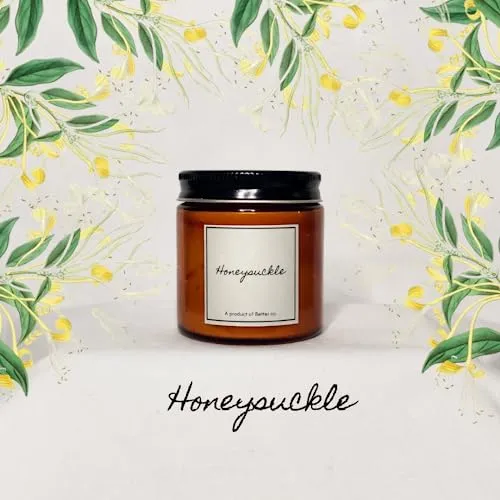 Better co Scented Soy Wax Amber Jar Candle Organic Luxury Aroma Burning Time Upto 20 Hours. Combo Pack of Honeysuckle and Eucalyptus   Mint