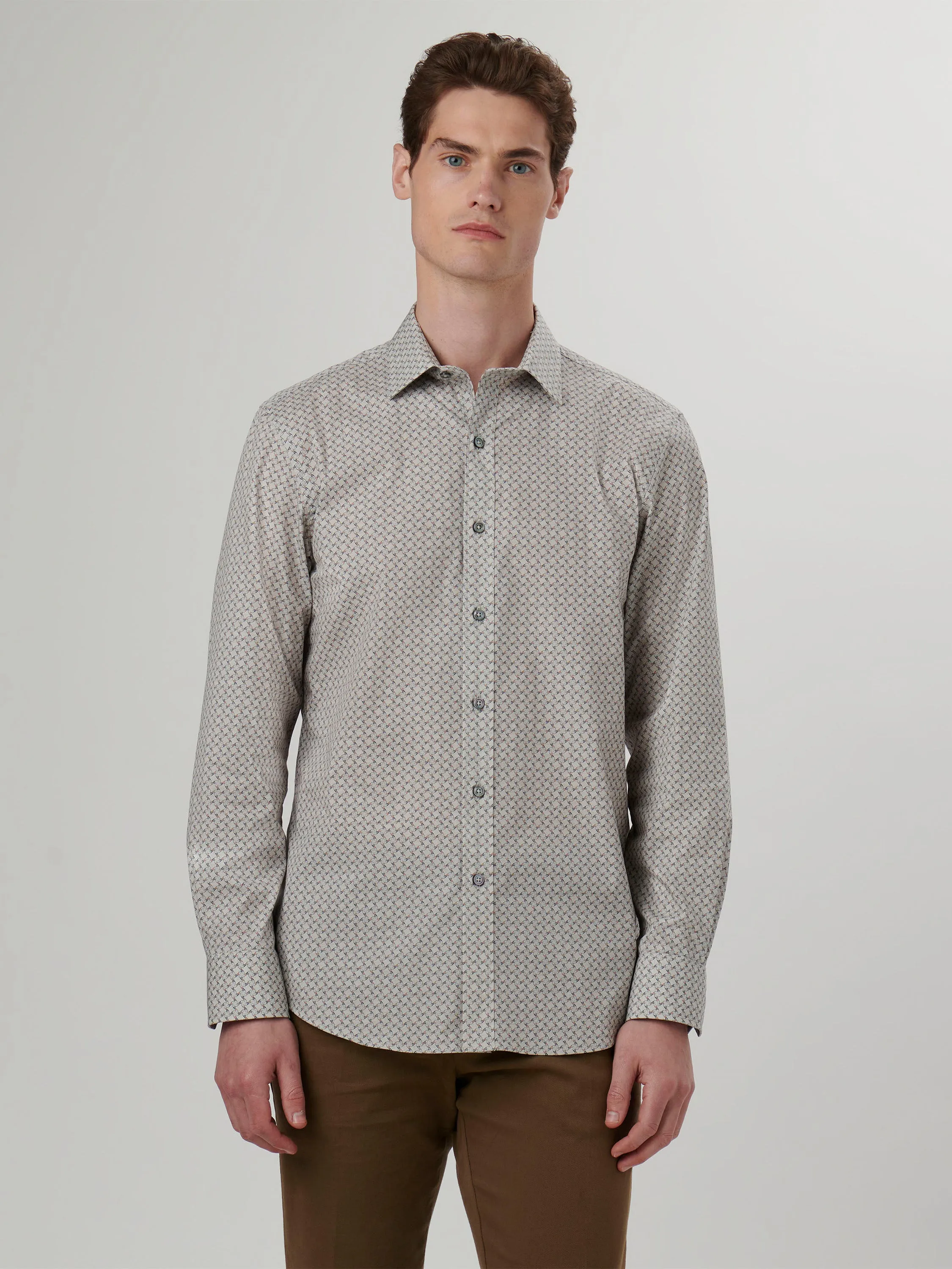 Bugatchi Cement Pinwheel 6 Way Stretch Long Sleeve