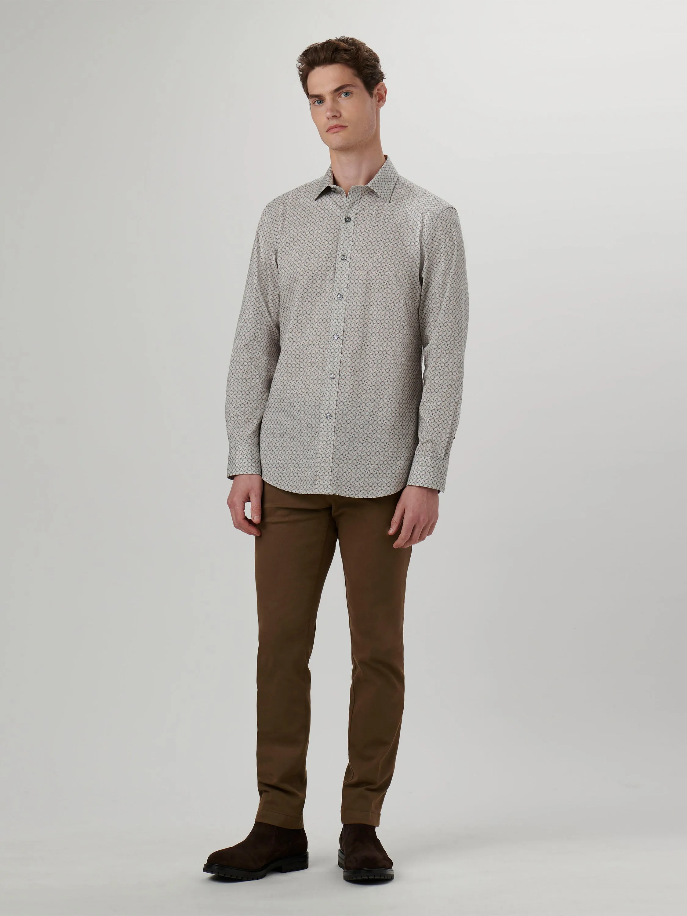 Bugatchi Cement Pinwheel 6 Way Stretch Long Sleeve