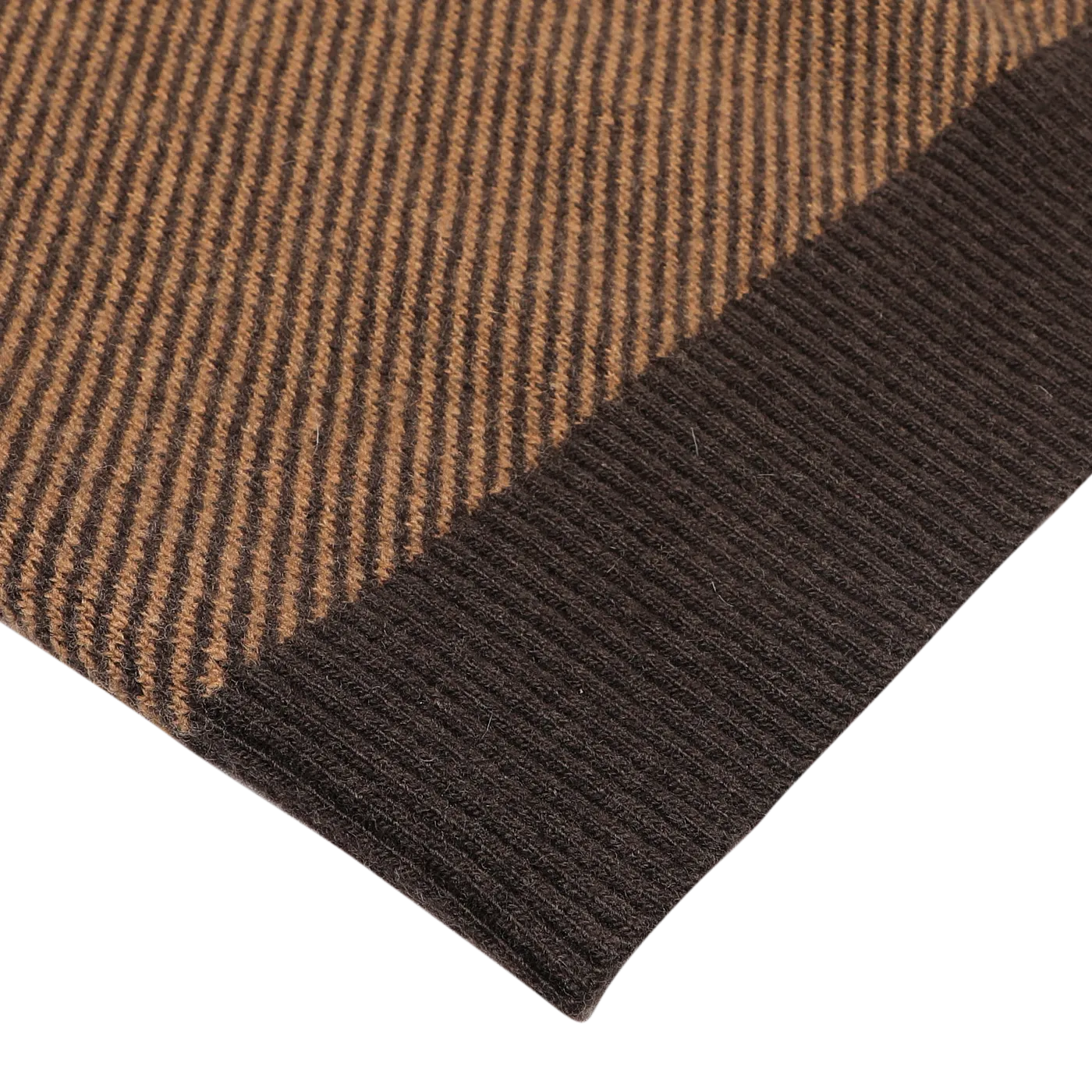 Camel Brown Striped Merino V-Neck Sweater