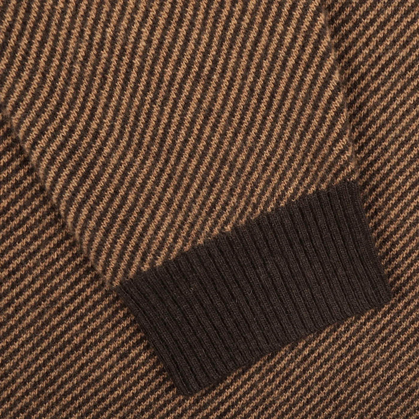Camel Brown Striped Merino V-Neck Sweater