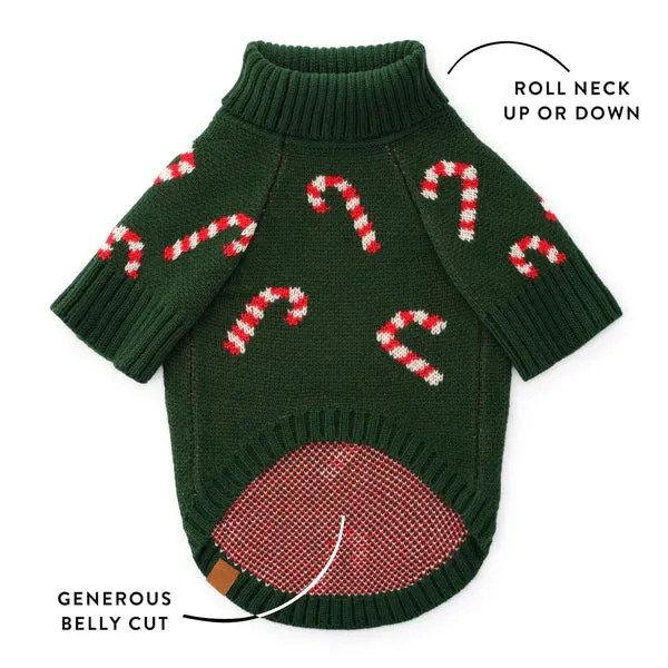candy cane dog sweater - xxs left