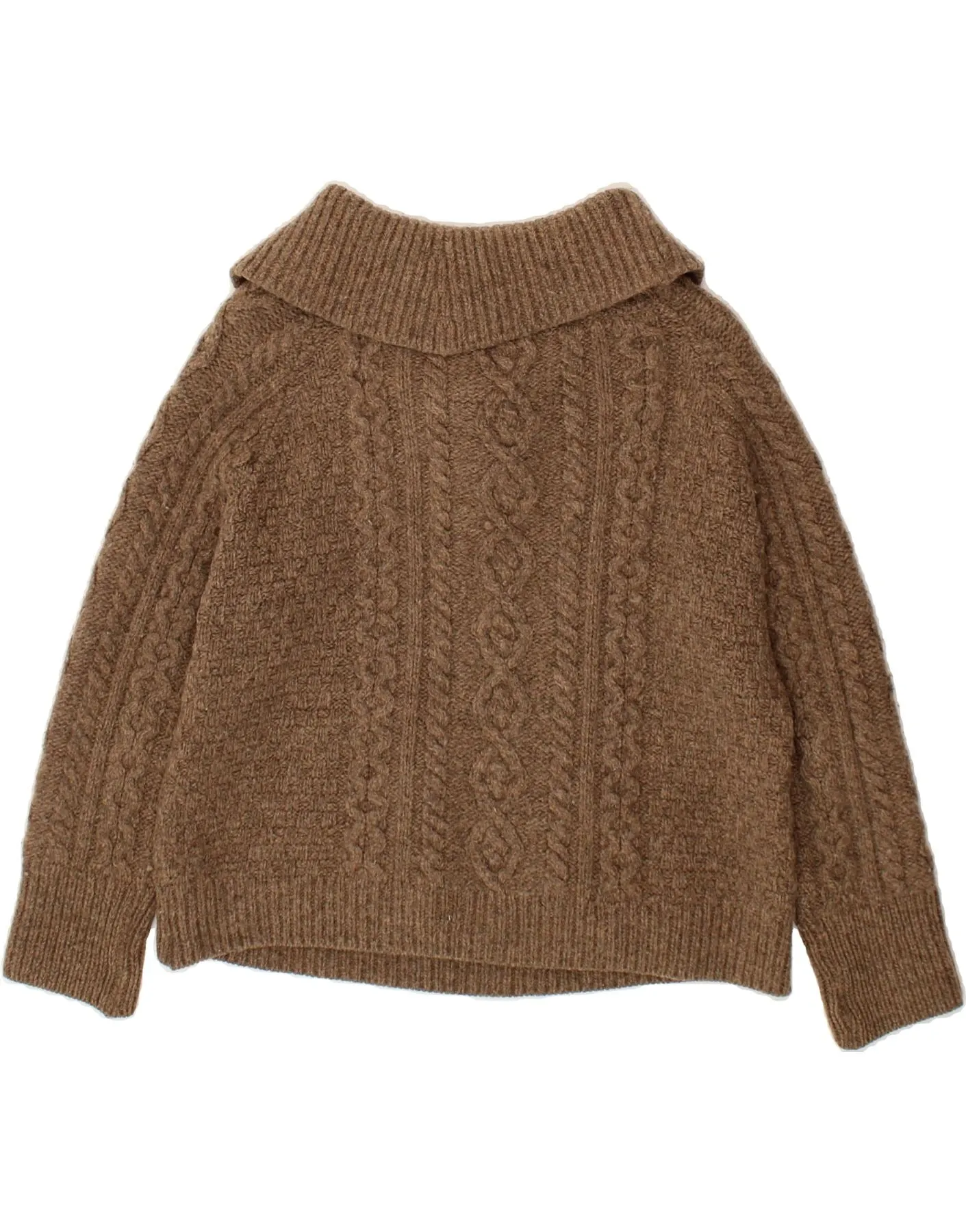 CARRAIG DONN Womens Crop Roll Neck Jumper Sweater UK 14 Medium Brown