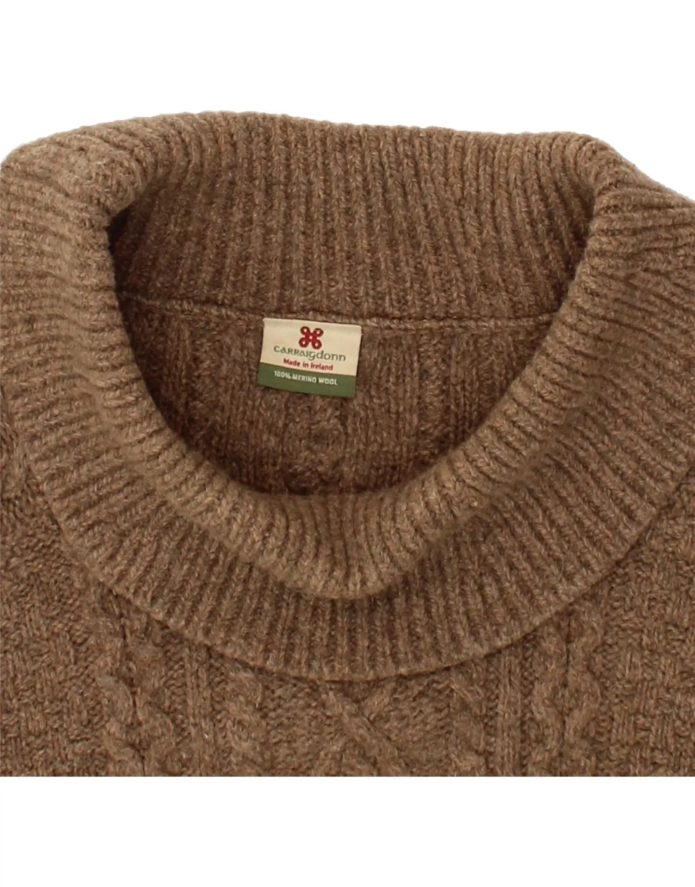 CARRAIG DONN Womens Crop Roll Neck Jumper Sweater UK 14 Medium Brown