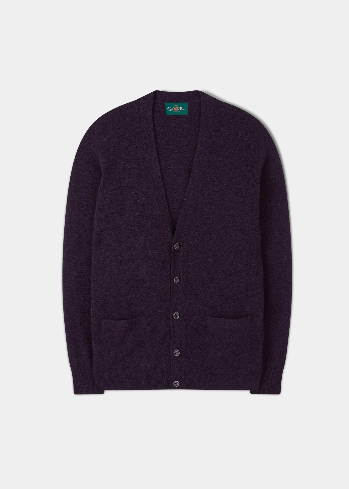 Cornwall Lambswool Cardigan in Elderberry - Classic Fit