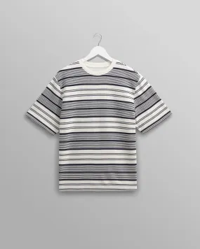 Dean - Ecru And Navy Striped Organic Cotton T-Shirt