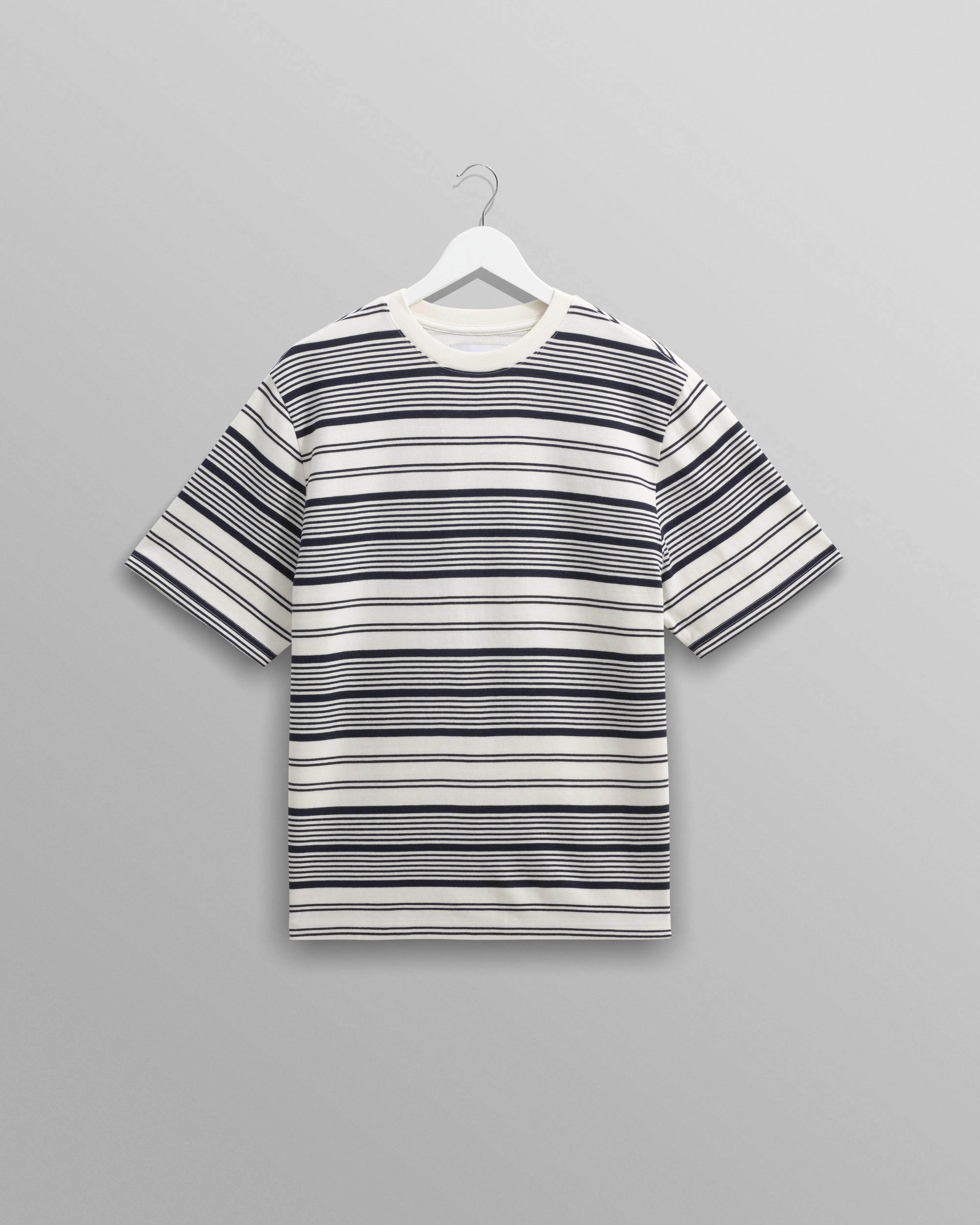 Dean - Ecru And Navy Striped Organic Cotton T-Shirt
