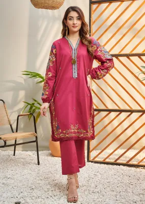 Dhanak - DC-2046 PINK 2PCS  EMBROIDERED KURTA WITH TROUSER (US-LWH)