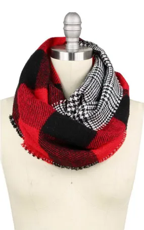 EAS9397 Buffalo Check Double Side Infinity Scarf