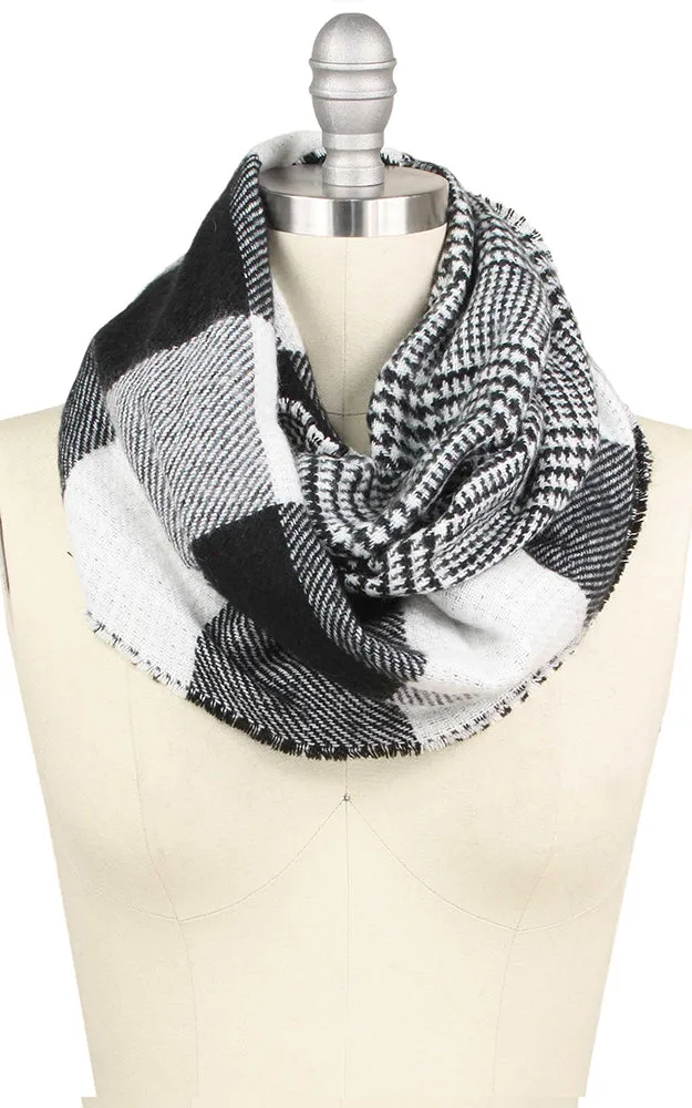 EAS9397 Buffalo Check Double Side Infinity Scarf