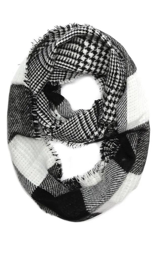 EAS9397 Buffalo Check Double Side Infinity Scarf