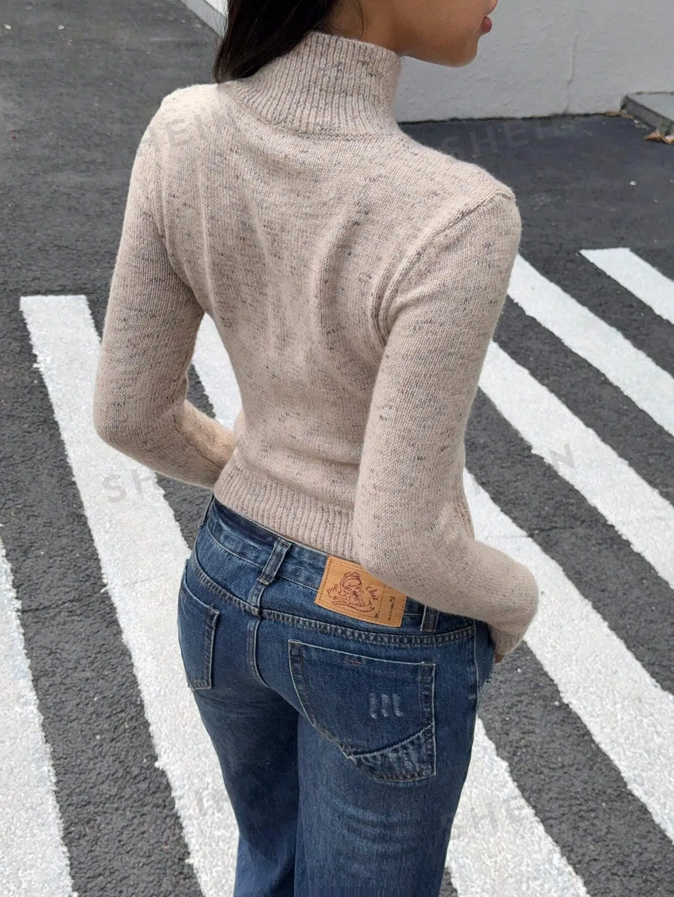 EZwear Women Casual Long Sleeve Zipper Front Knit Sweater
