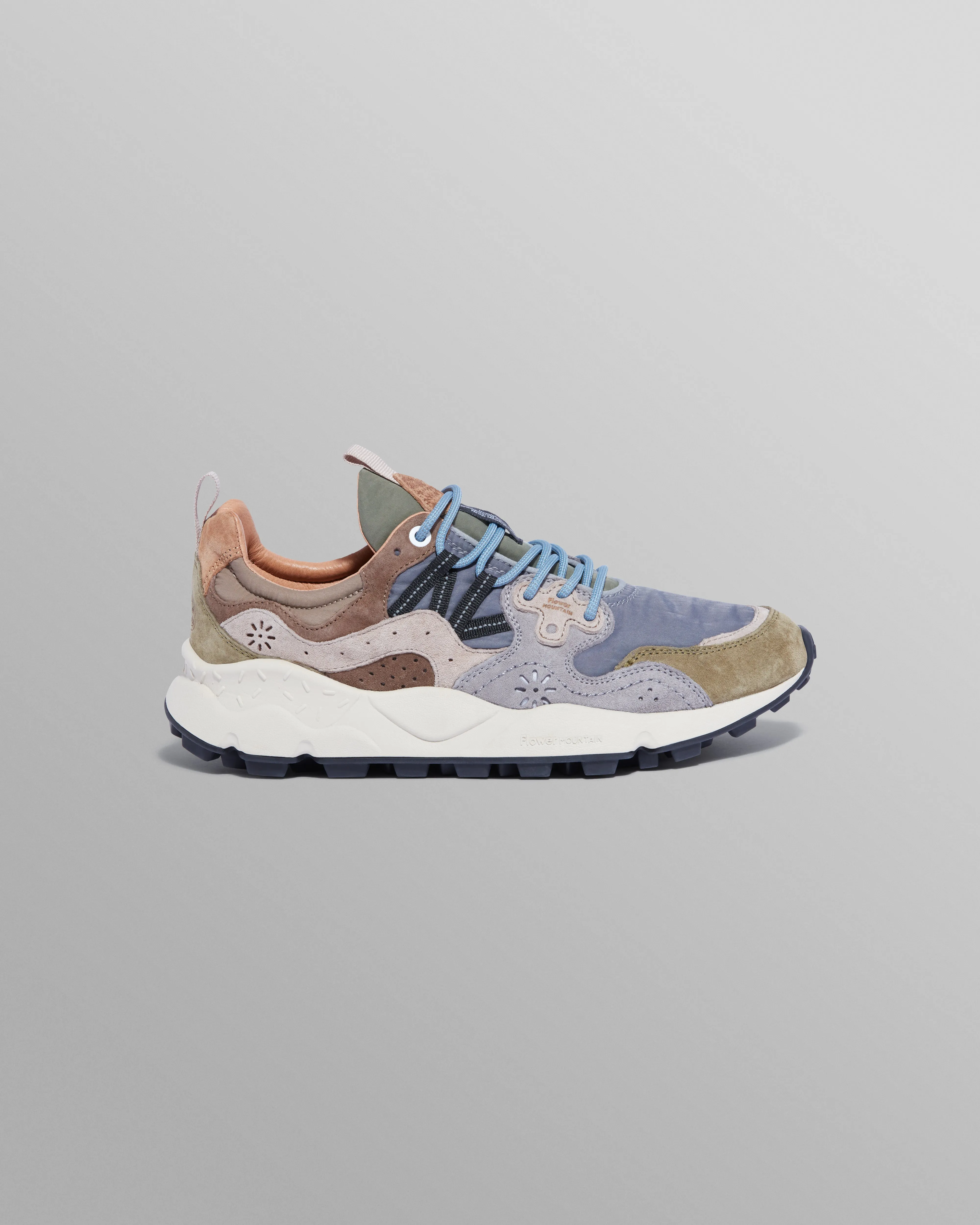 Flower Mountain - Khaki And Grey Suede And Technical Fabric Trainers