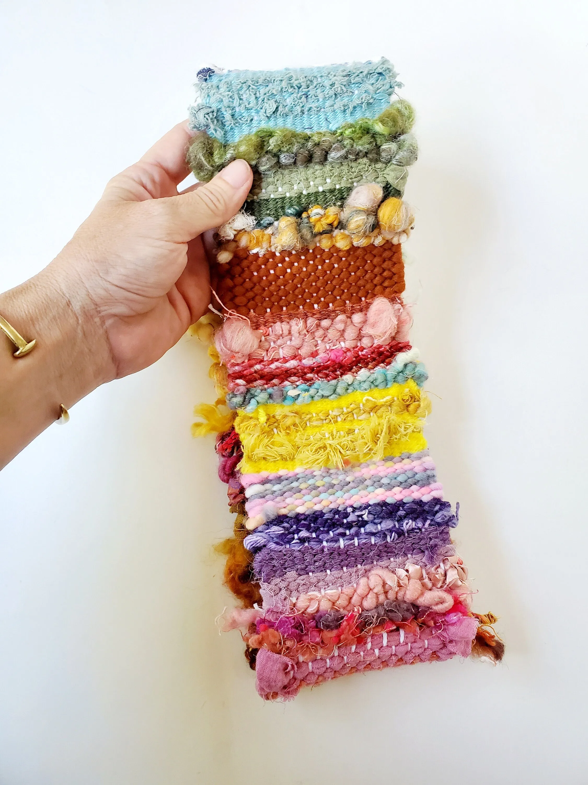 INFINITY SCARF 1, Handspun Art Yarn, Weaving and Fiber Arts, Scrap Yarn, Yarn, woven scarf
