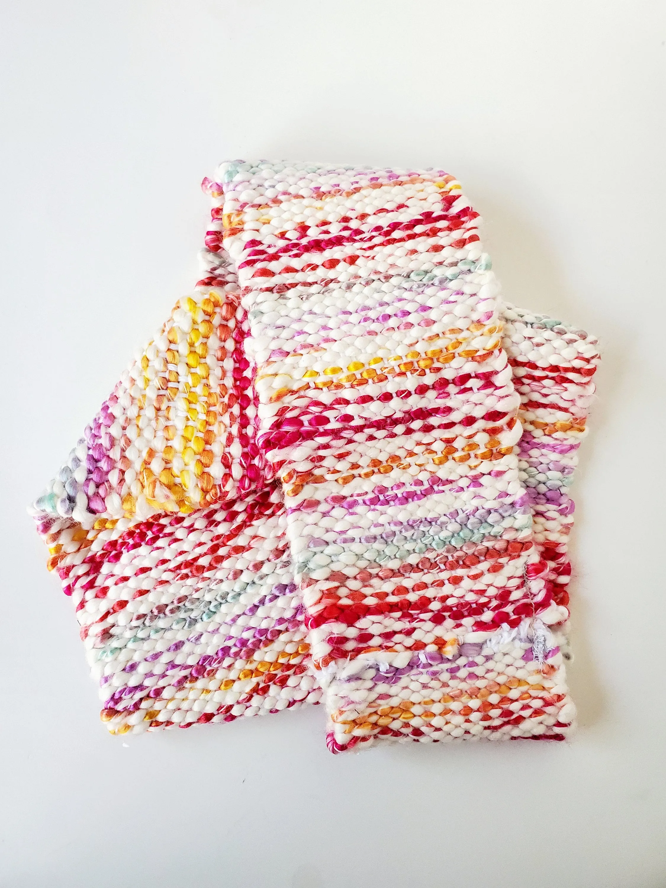INFINITY SCARF 2, Handspun Art Yarn, Weaving and Fiber Arts, Scrap Yarn, Yarn, woven scarf