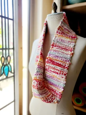 INFINITY SCARF 2, Handspun Art Yarn, Weaving and Fiber Arts, Scrap Yarn, Yarn, woven scarf
