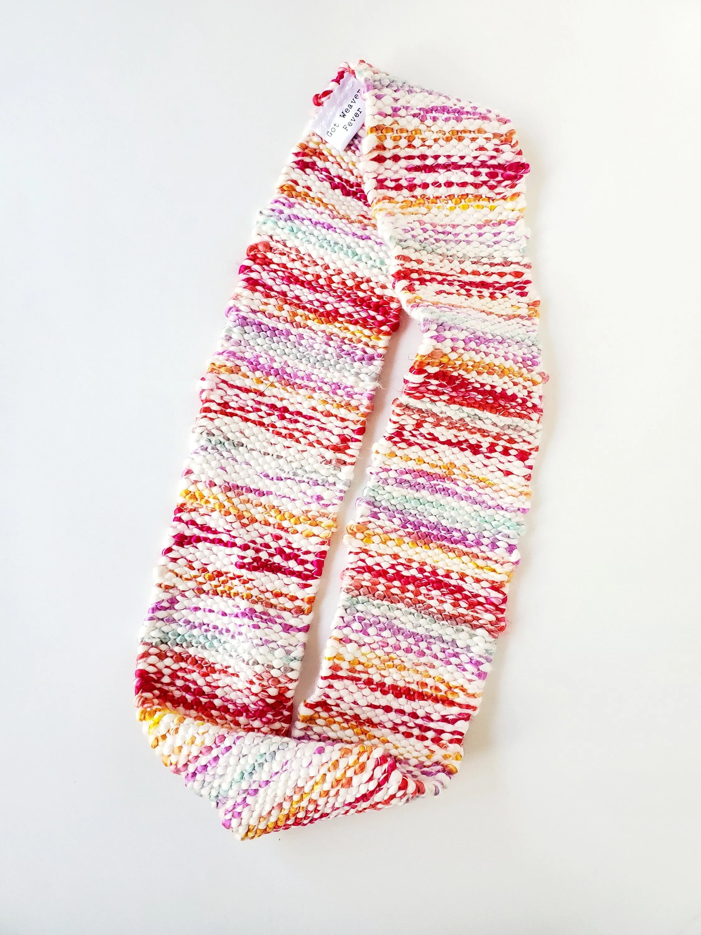 INFINITY SCARF 2, Handspun Art Yarn, Weaving and Fiber Arts, Scrap Yarn, Yarn, woven scarf