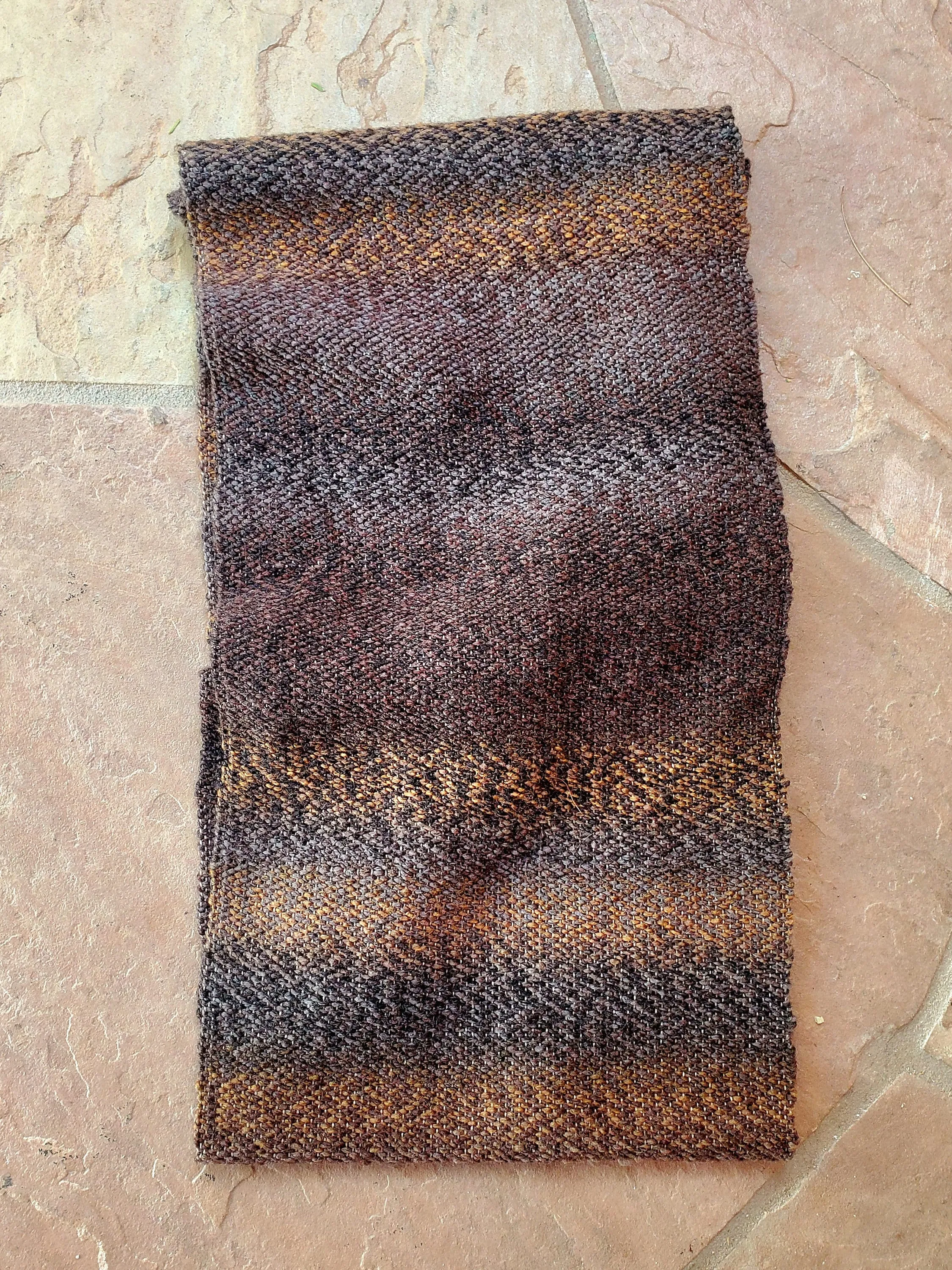 INFINITY SCARF (browns), Handspun Art Yarn, Weaving and Fiber Arts, Scrap Yarn, Yarn, woven scarf
