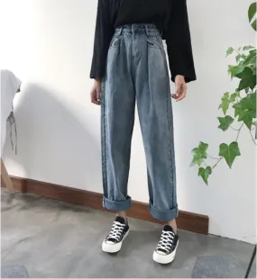 KittenAlarm - Yuliana High Waist Broad Loose Thin Jeans