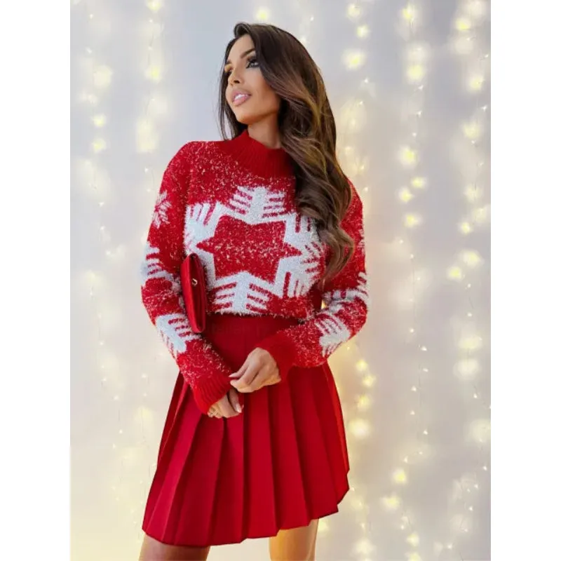 Knitted Loose Christmas Turtleneck Pullover