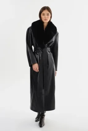 LaMarque Sarita Recycled Leather Maxi Coat | Black
