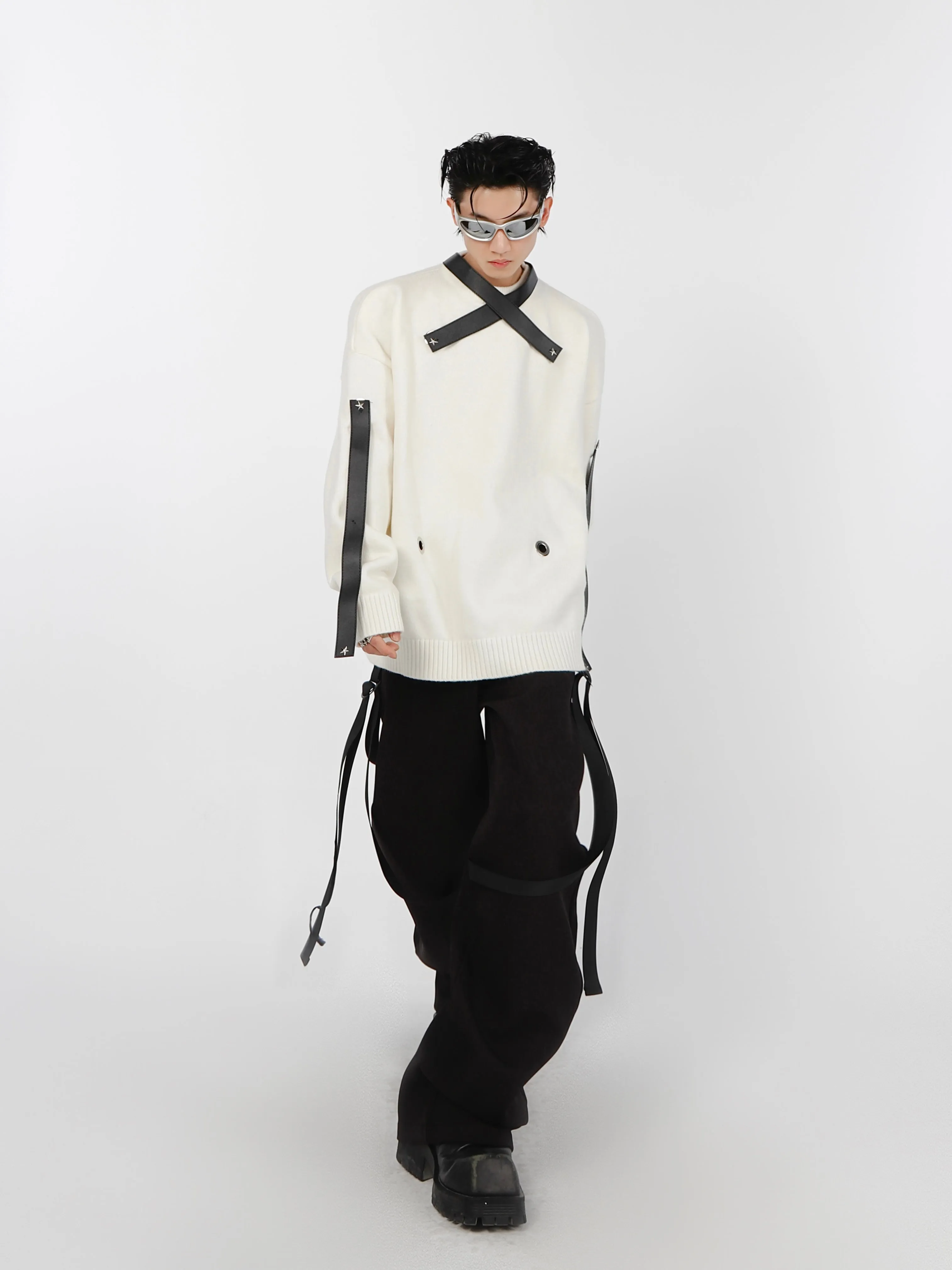 Leather Panel Sweater