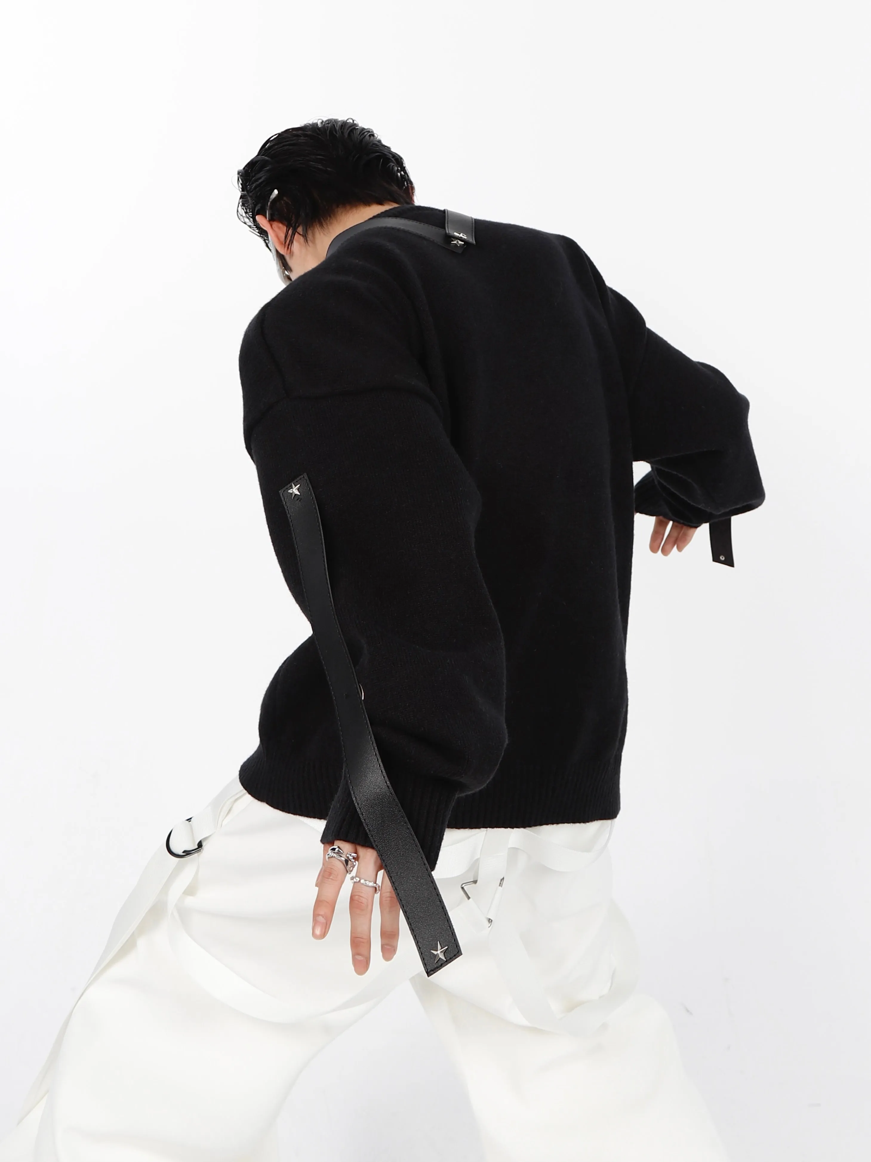 Leather Panel Sweater