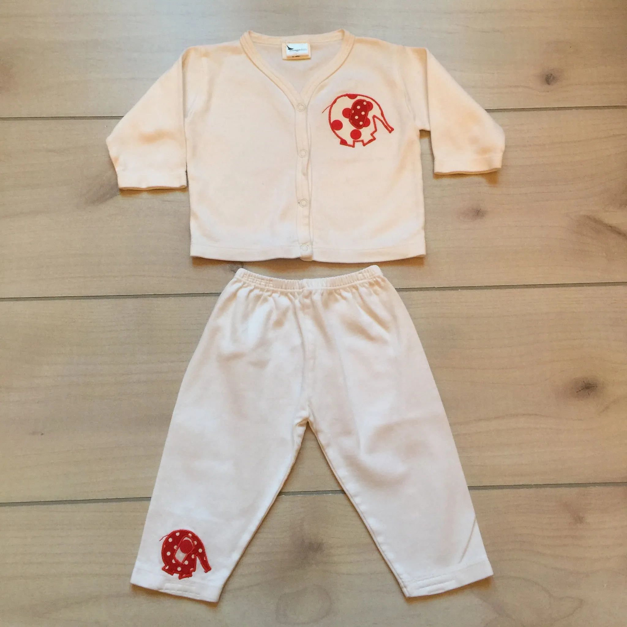 Magpie Baby Elephant Applique Outfit