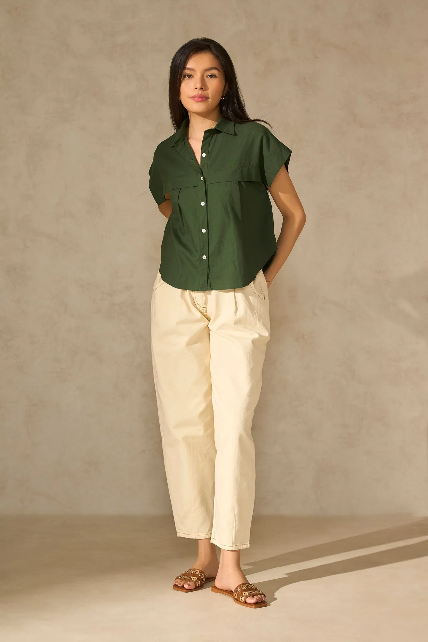 Nebula|Collared Cotton Shirt