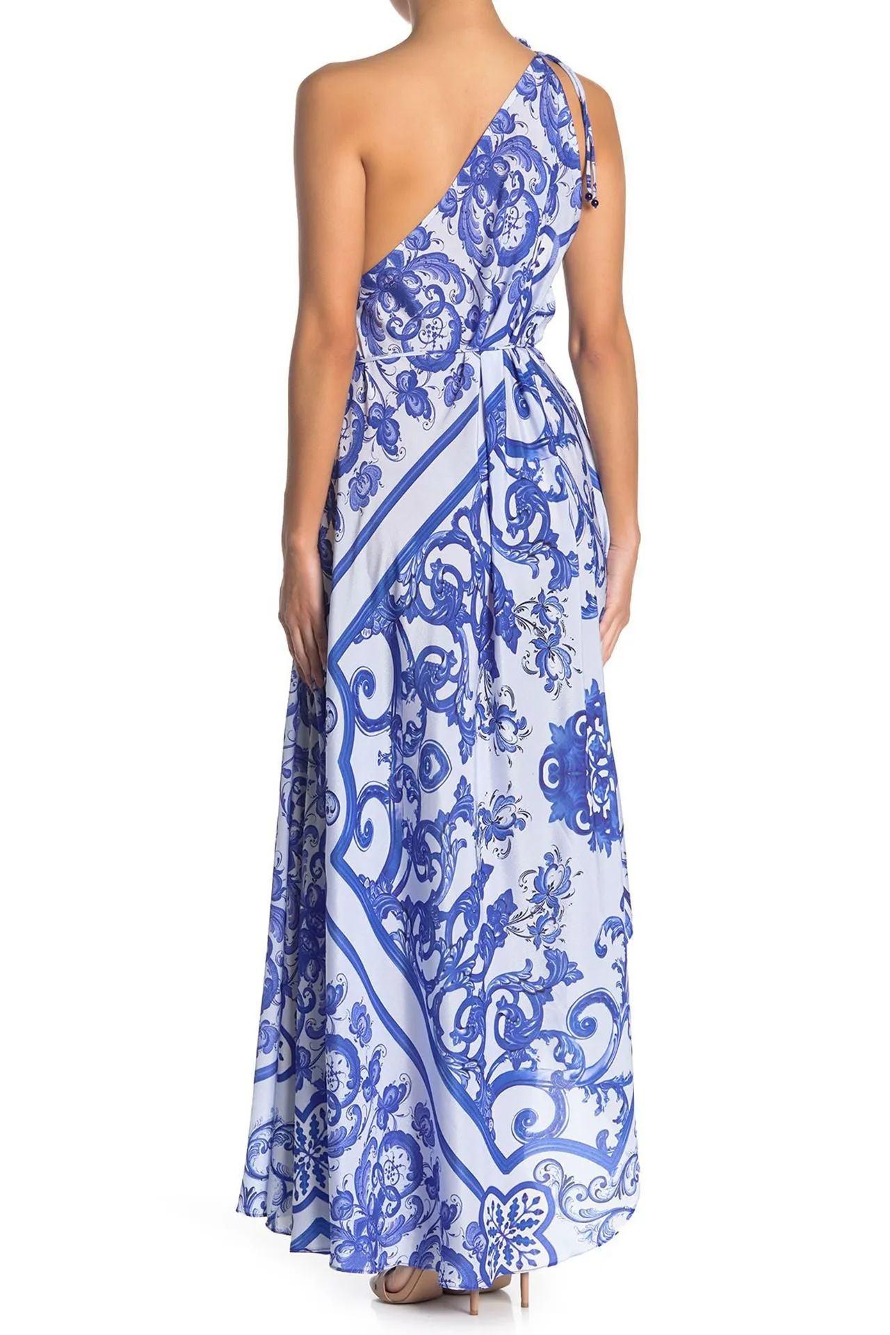 Printed Long Maxi Dress in Blue