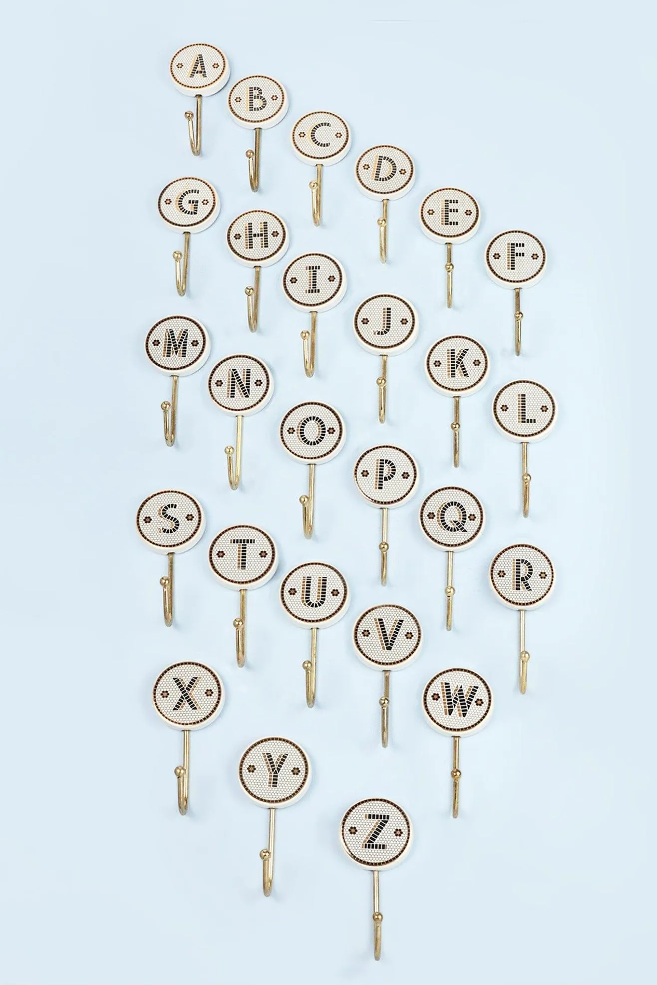 Pub Black and Gold Tile Monogram Alphabet Initial Hooks