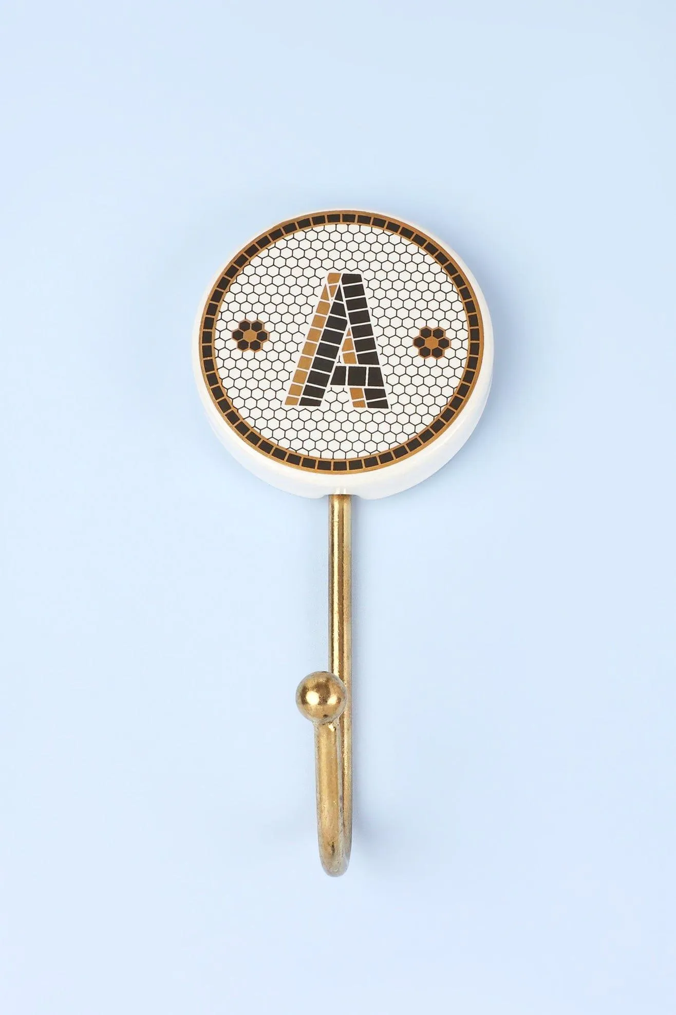 Pub Black and Gold Tile Monogram Alphabet Initial Hooks