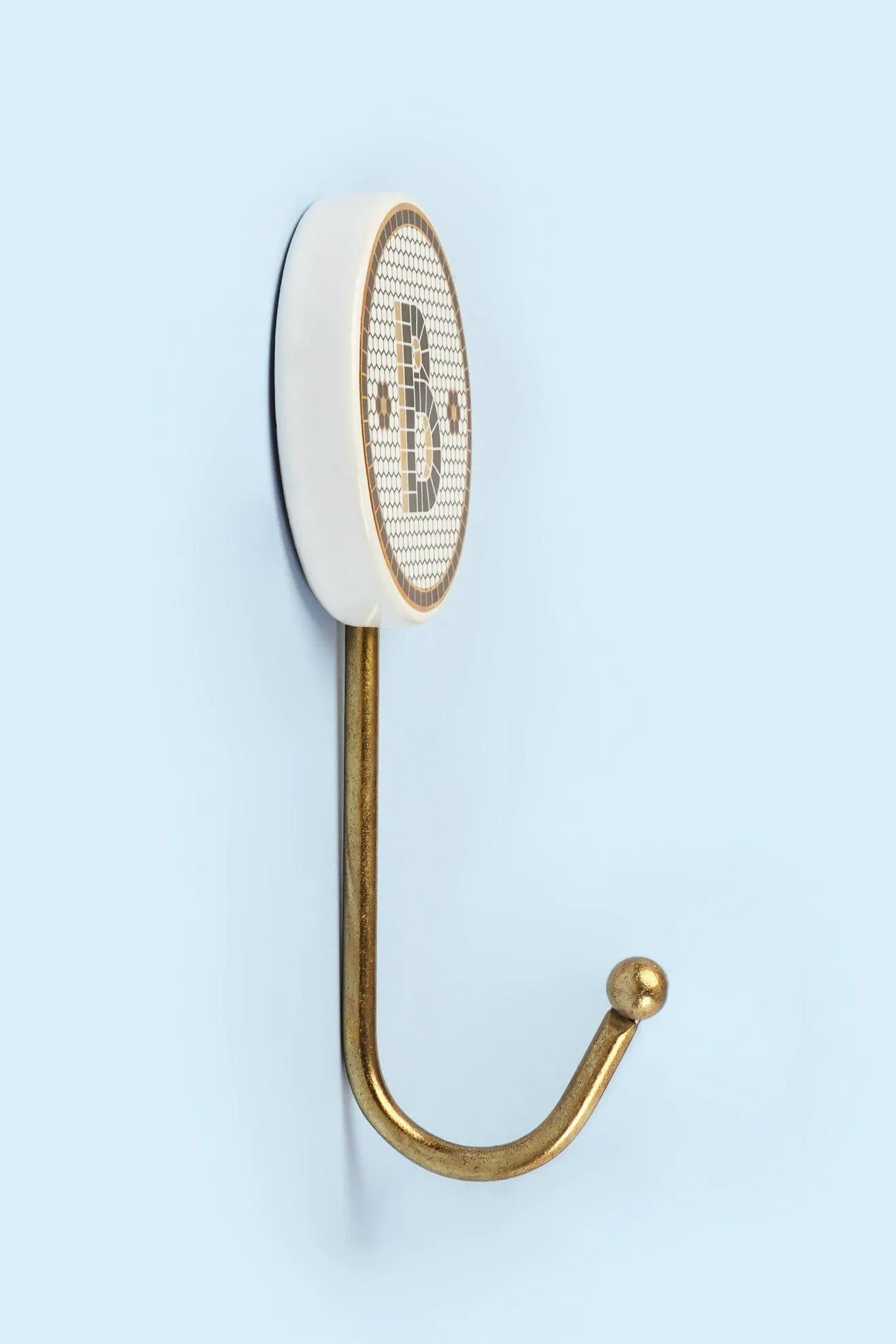 Pub Black and Gold Tile Monogram Alphabet Initial Hooks