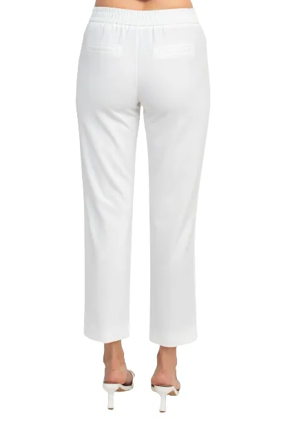 T Tahari Mid Waist Pull On Ankle Slim Fit Crepe Pant with Pockets