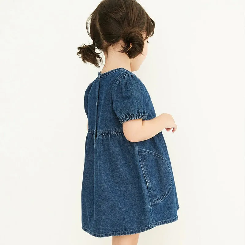 Toddler/Kid Girl's Short Sleeve Denim Dress