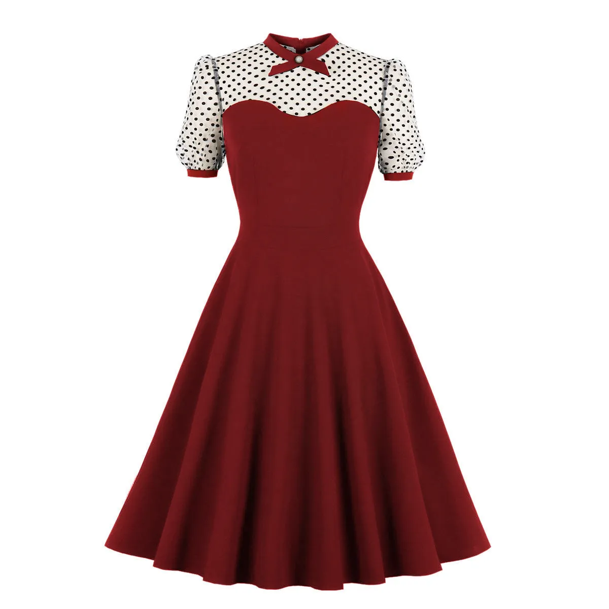 Toleet alien invasion dress to impress 2024 Women's Mesh Elegant Polka Dot Stitching Fluffy Retro Large Swing Dress