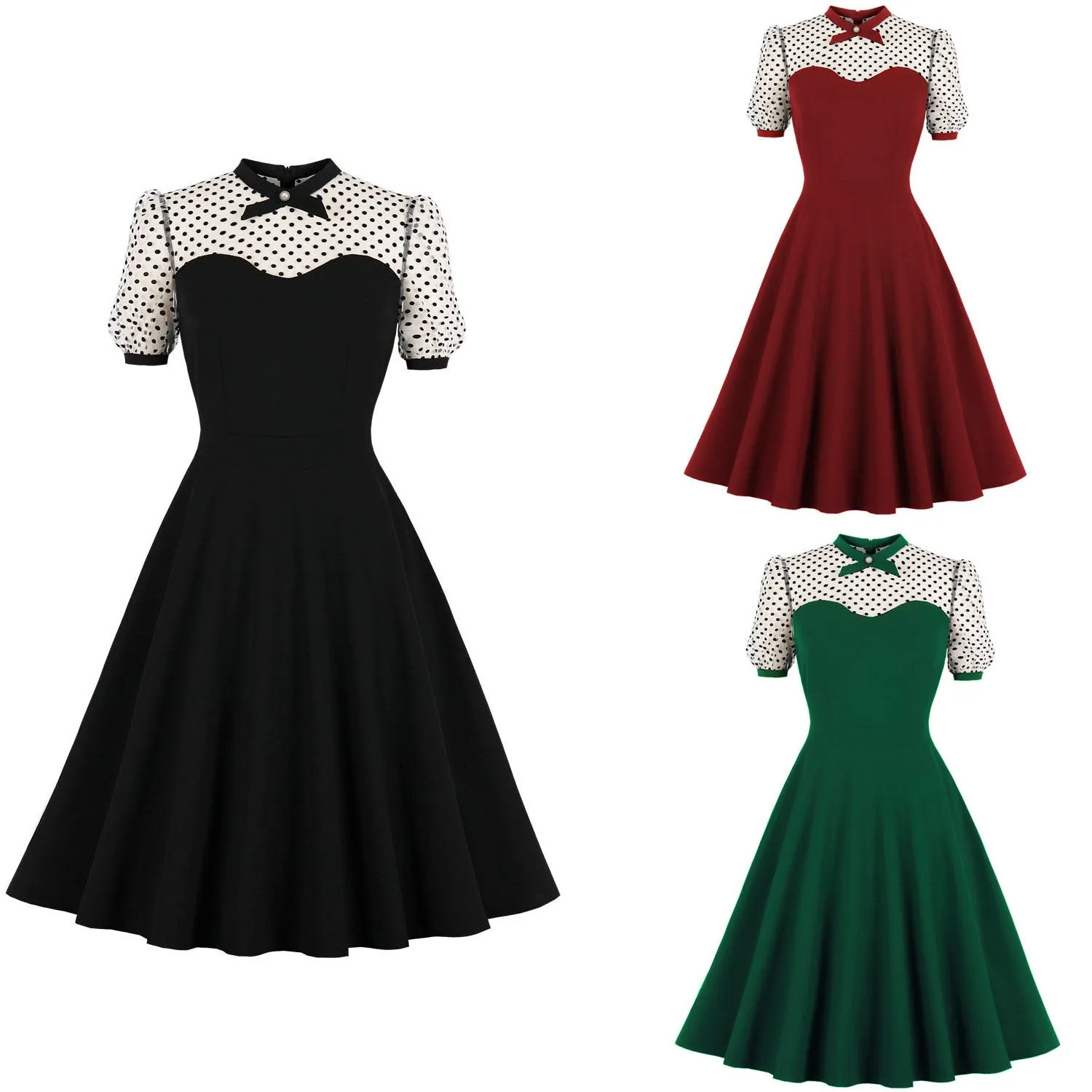 Toleet alien invasion dress to impress 2024 Women's Mesh Elegant Polka Dot Stitching Fluffy Retro Large Swing Dress