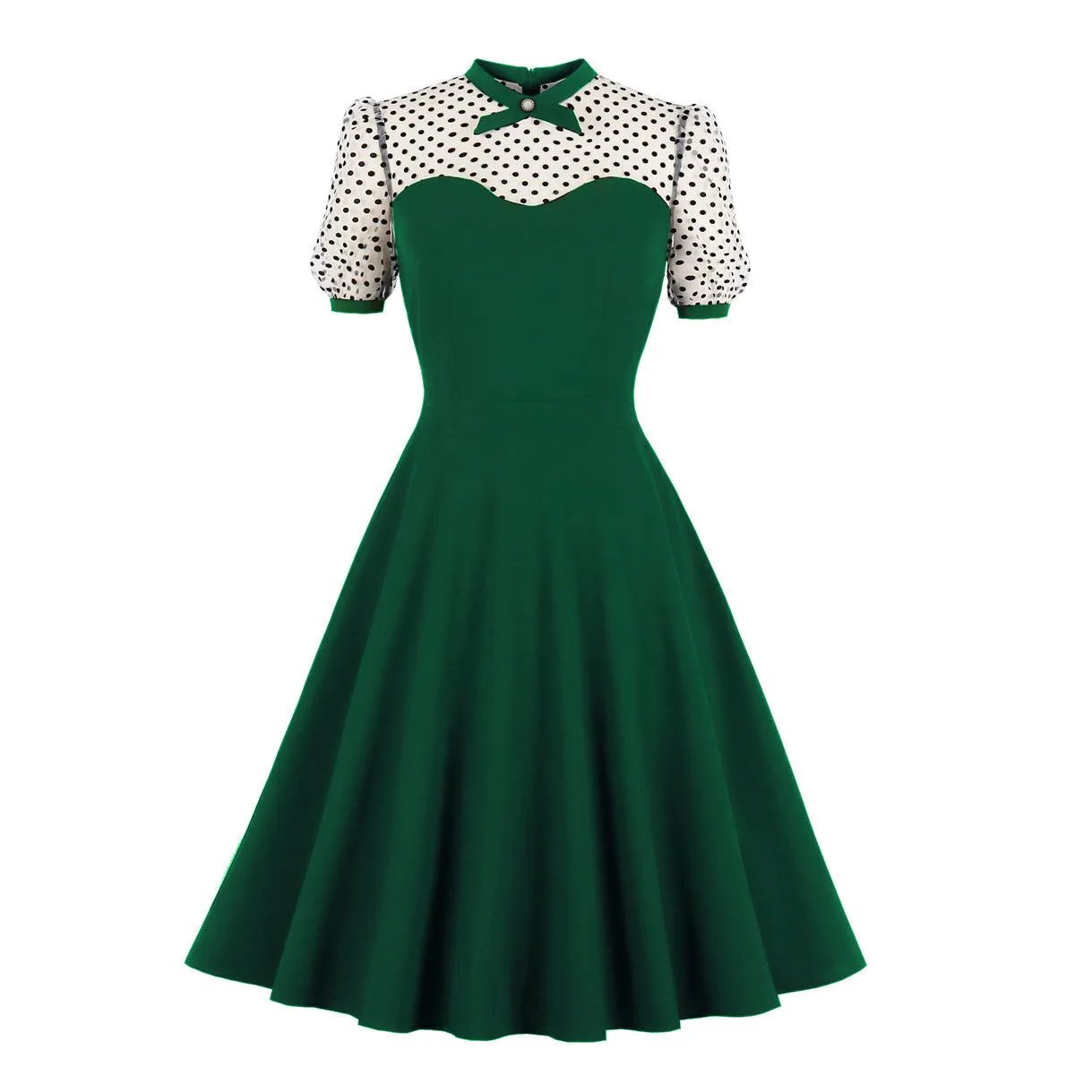 Toleet alien invasion dress to impress 2024 Women's Mesh Elegant Polka Dot Stitching Fluffy Retro Large Swing Dress
