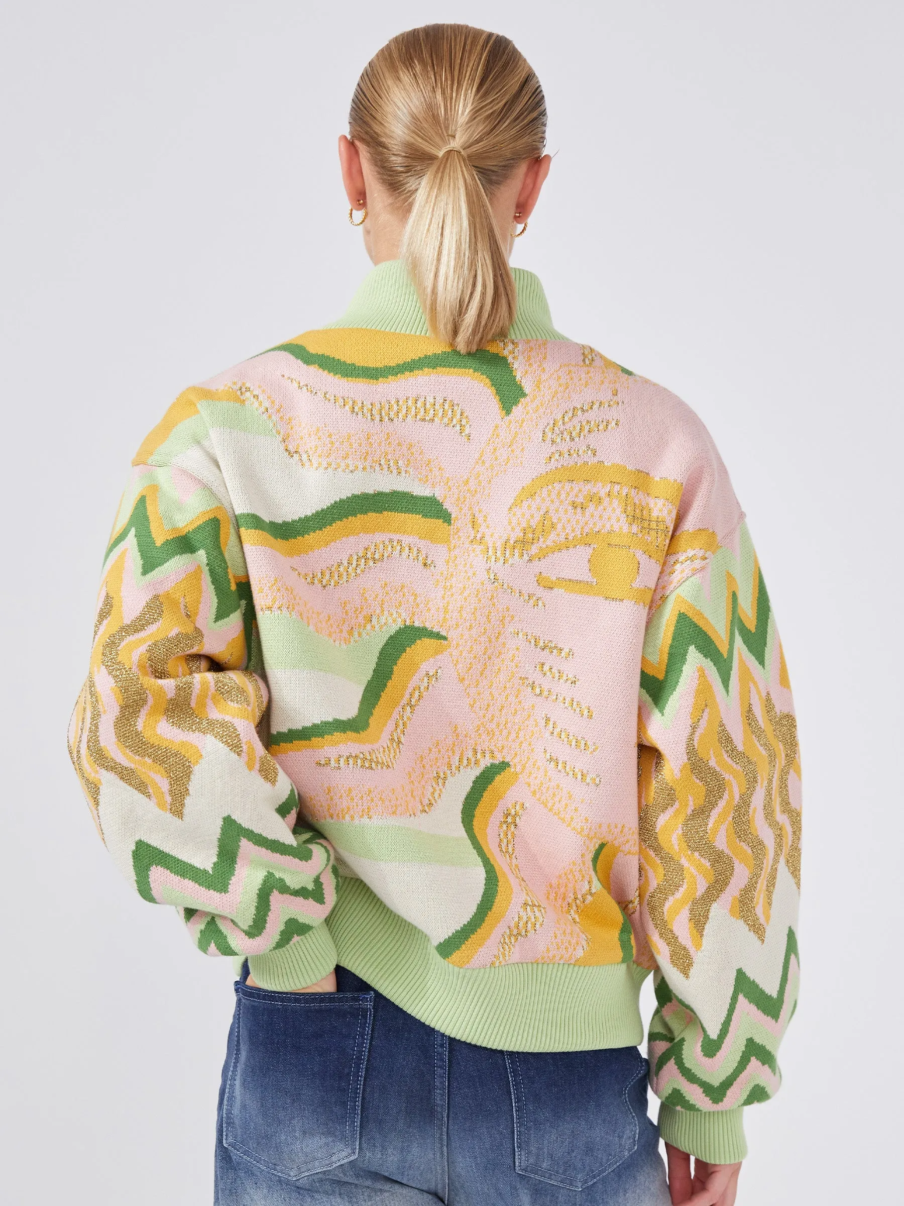 Under The Sun Cotton Jacquard Bomber Jacket