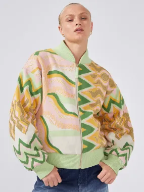 Under The Sun Cotton Jacquard Bomber Jacket