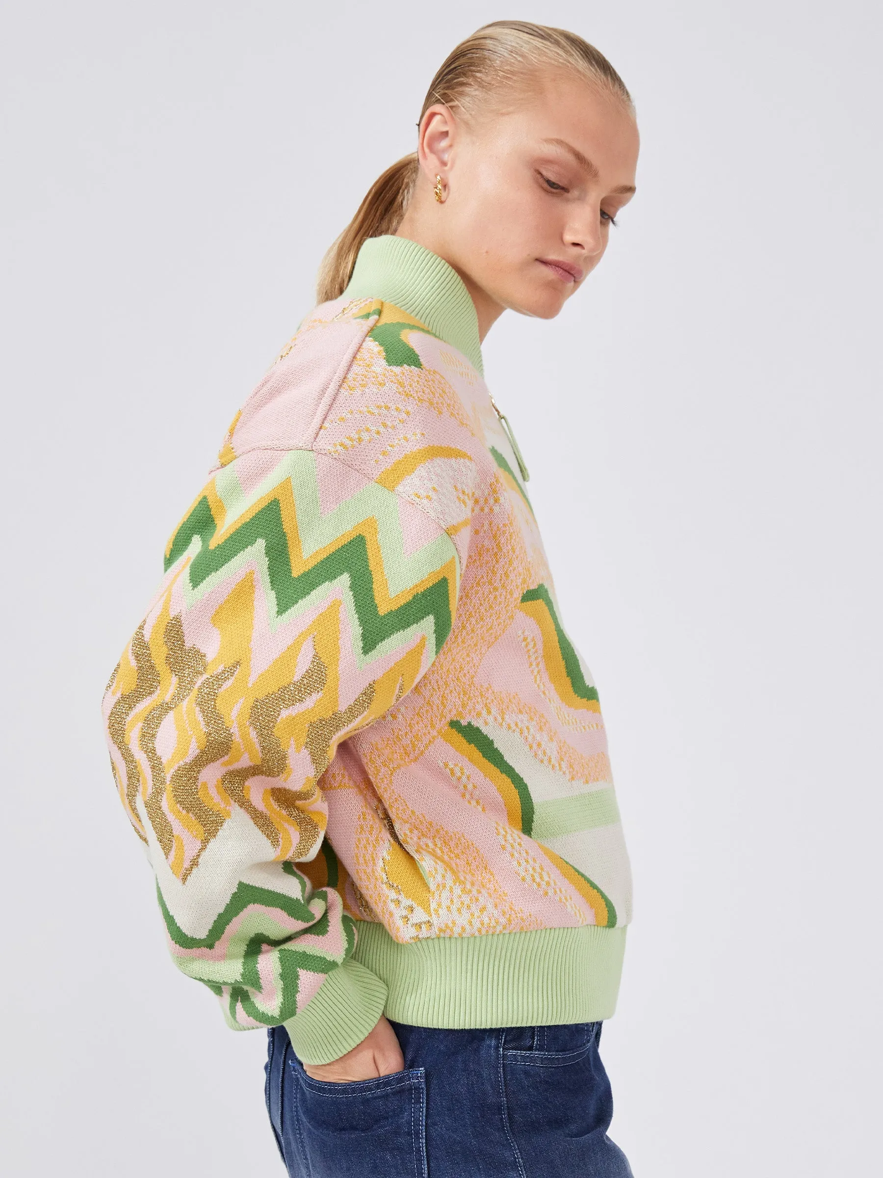 Under The Sun Cotton Jacquard Bomber Jacket
