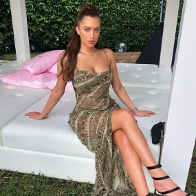 Uniwim birthday outfit  2024 Spring New Women's Clothing Sexy Strap Chiffon Split Dress Women