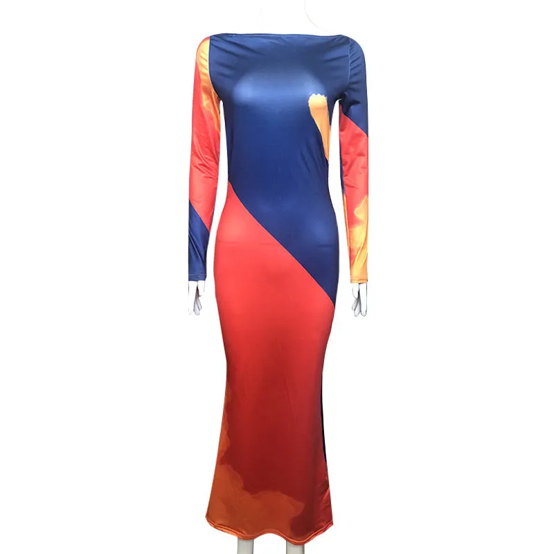 Uniwim birthday outfit Style 2024 Summer New Women's Clothing off-Neck Printed Dress Sexy Backless Tight Hip Skirt Mid-Length