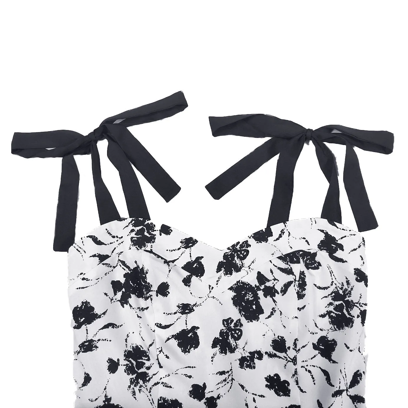 Uniwim pop culture dress to impress Women's Ink Rose Print off-Neck Sleeveless Sling High Waist Elegant Retro Dress
