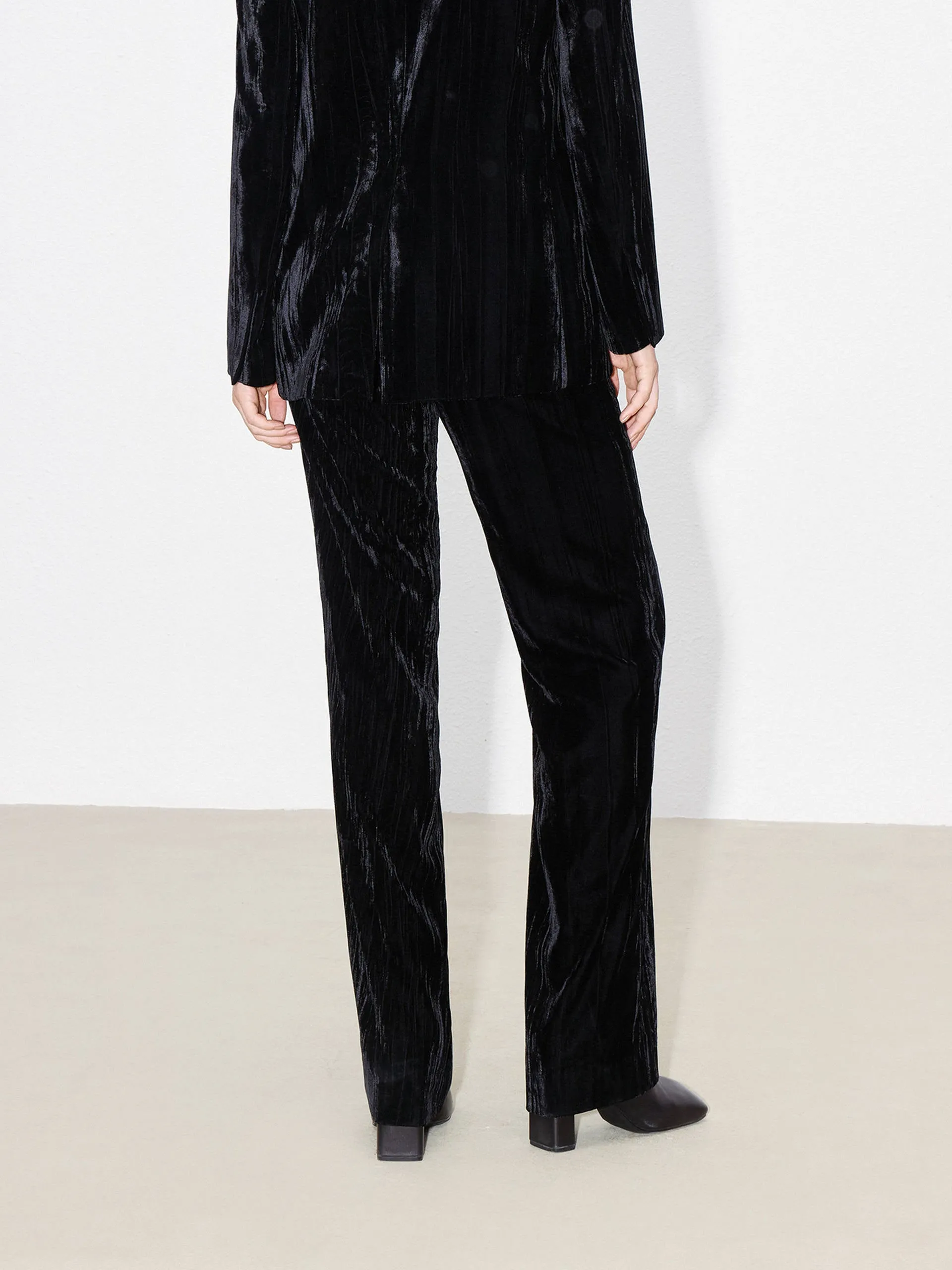Velvet Finish Straight Trousers