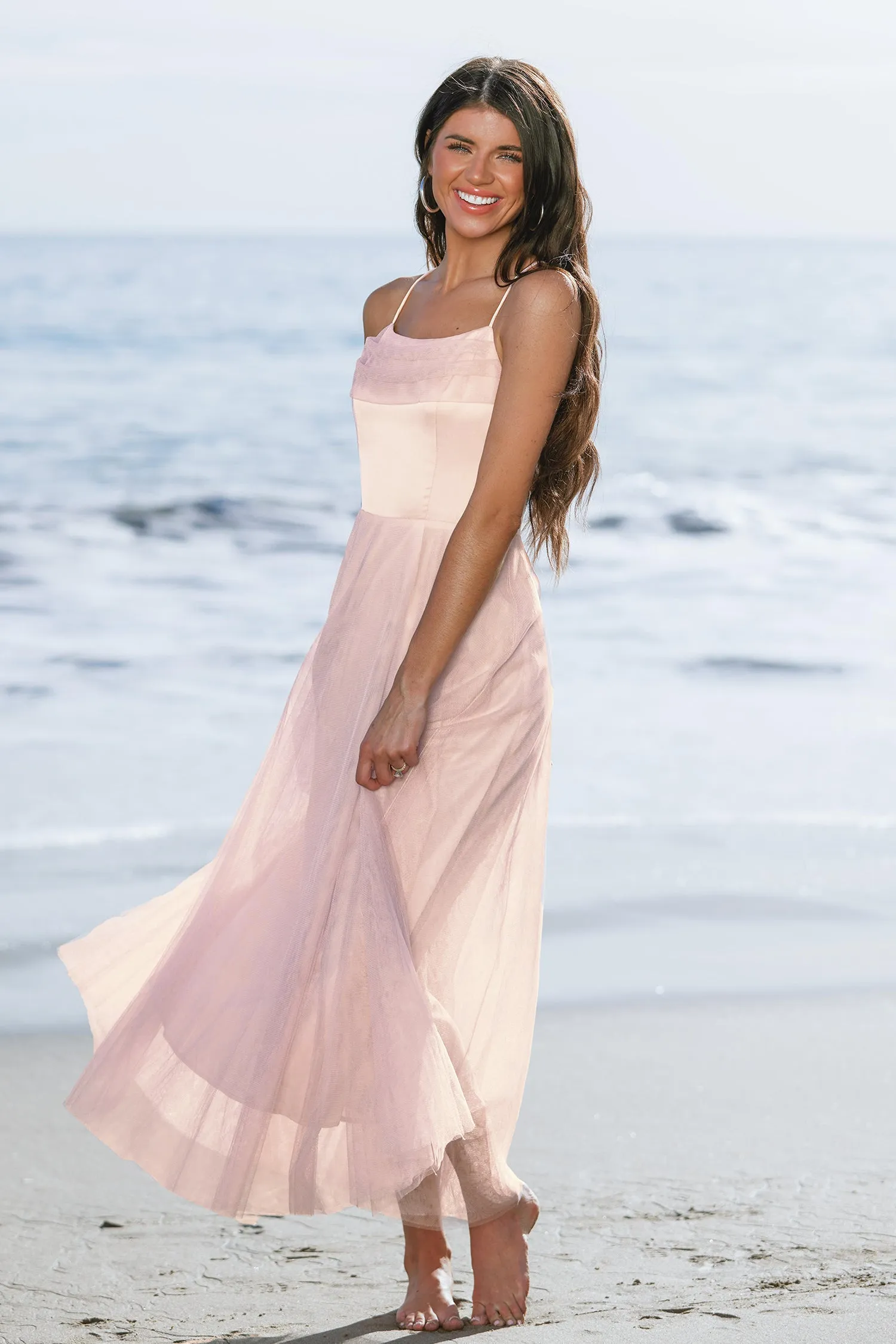 X Madison Beach Wedding Honeymoon Organza Tie Back Maxi Dress